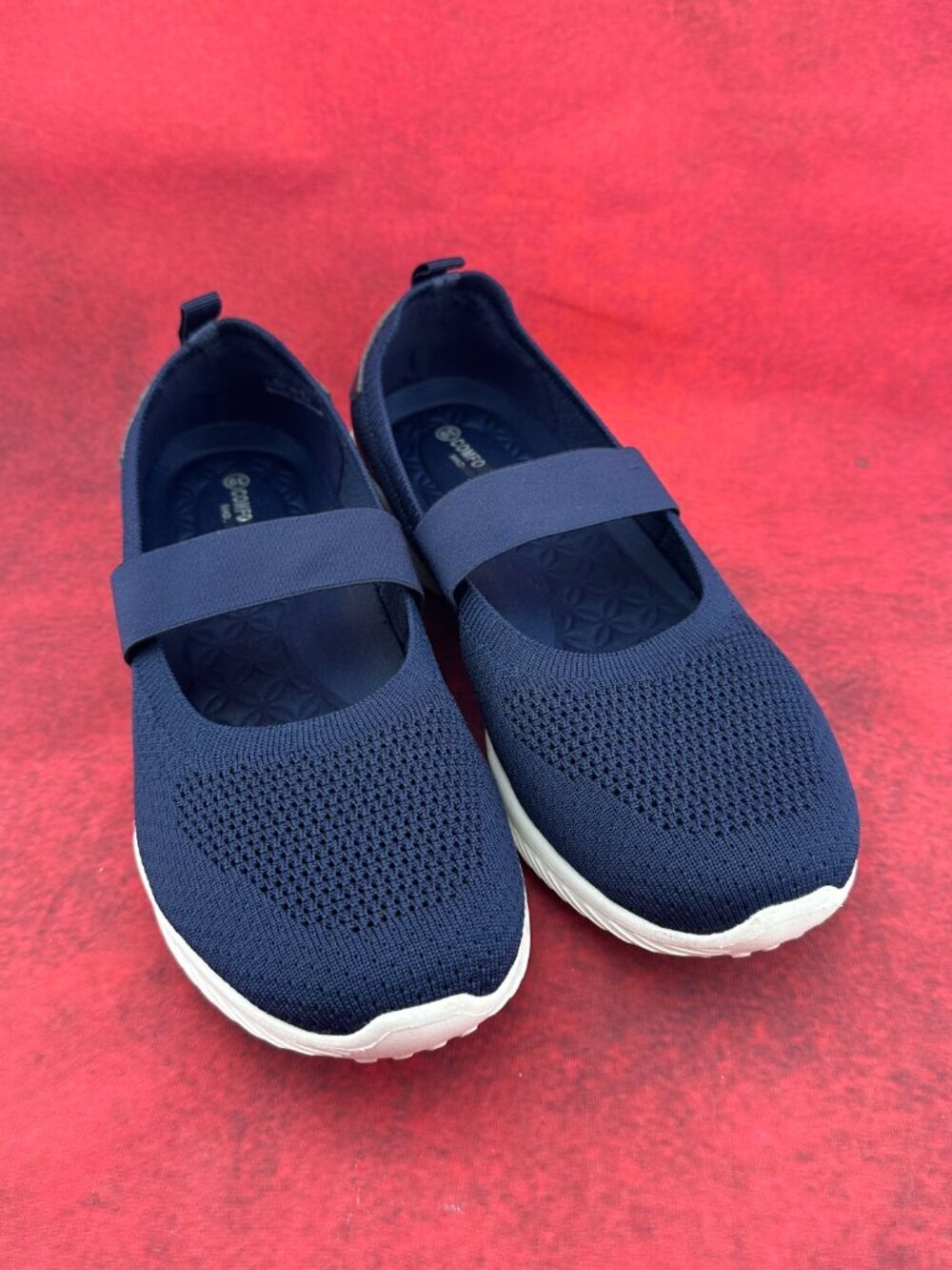 KOMFORTSOFT MARY JANE NAVY BLUE WOMEN'S FLAT, BREATHABLE KNIT UPPER SIZE 8 (39)